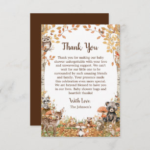 Rustic Woodland Forest Neutral Baby Shower Thank You Card