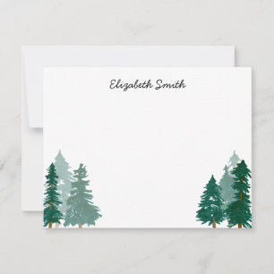 Rustic Woodland Forest Trees Modern Watercolor Card