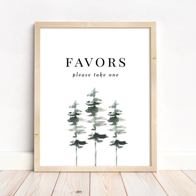 Rustic Woodland Forest Wedding Shower Favors Poster (Creator Uploaded)