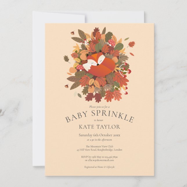 Rustic Woodland Fox Cub Baby Sprinkle Invitation (Front)