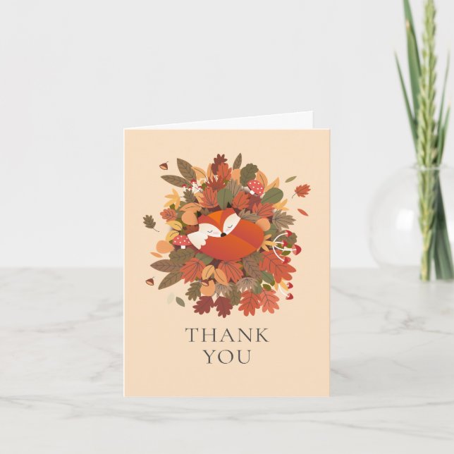 Rustic Woodland Fox Cub Thank You Card (Front)