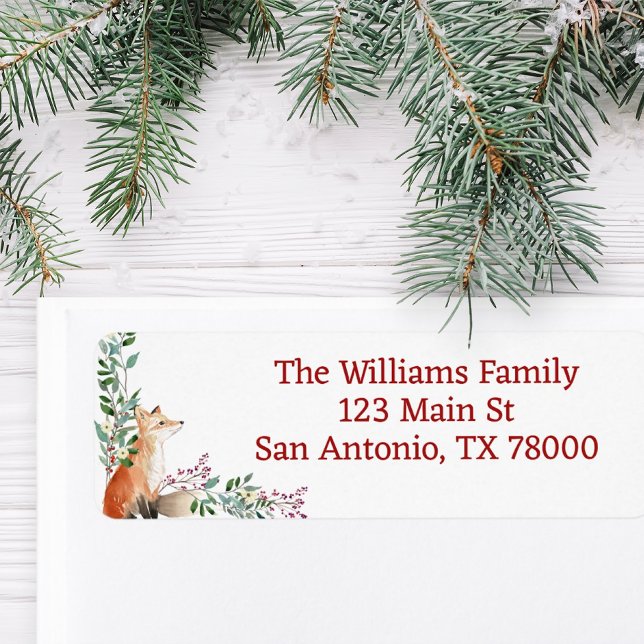 Rustic Woodland Fox Holiday Return Address (Creator Uploaded)