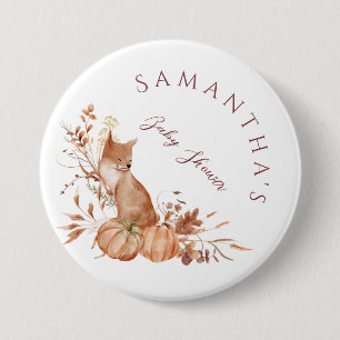 Rustic Woodland Fox Pumpkin Baby Shower 7.5 Cm Round Badge