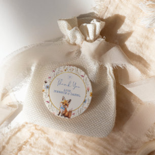 Rustic Woodland Fox Thank You Baby Shower Classic Round Sticker