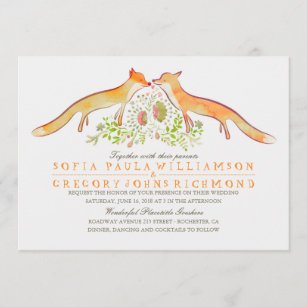 Rustic Woodland Fox Wedding Invitations