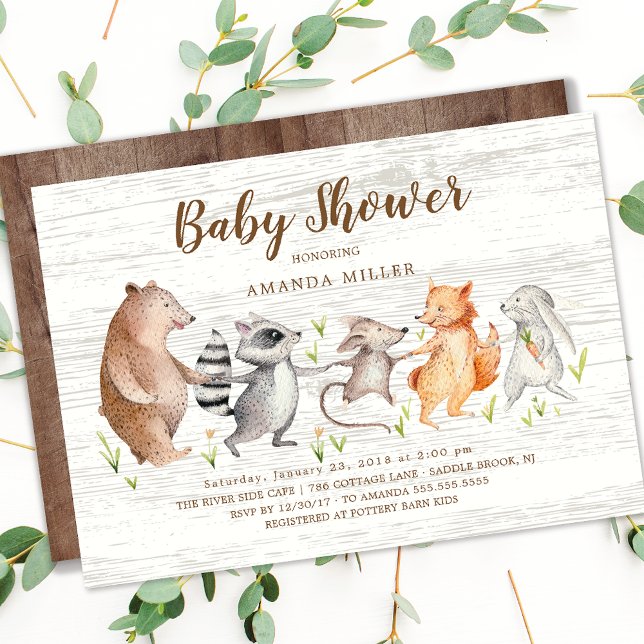 Rustic Woodland Friends Baby Shower Invitation (Creator Uploaded)