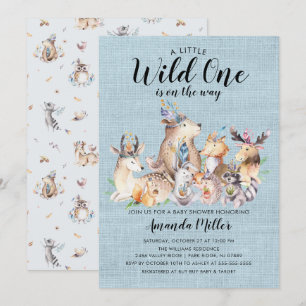 Rustic Woodland Friends Wild One Baby Shower Invitation