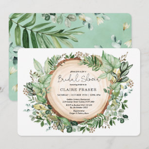 Rustic Woodland Greenery Bridal Shower Wedding Invitation