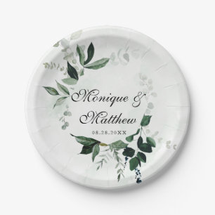 Rustic Woodland Greenery Eucalyptus Wedding Paper Plate