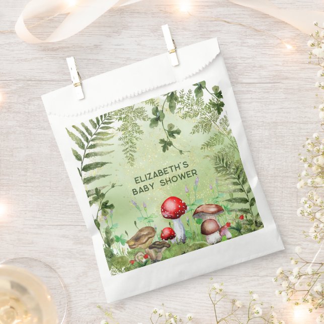 Rustic Woodland Greenery Mushrooms Fungi Ferns Favour Bags (Clipped)