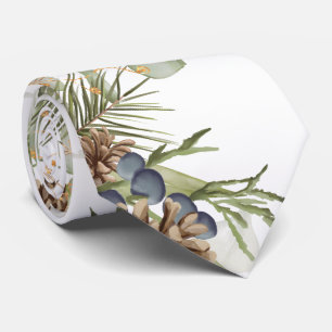 Rustic Woodland Greenery & Pinecones Wedding Tie