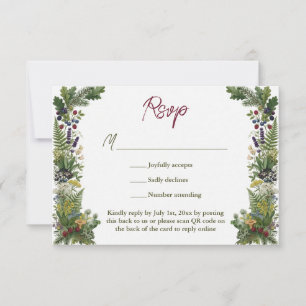 Rustic Woodland Greenery Wedding Website QR Code RSVP Card