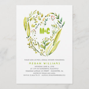 Rustic Woodland Greenery Wreath Bridal Shower Invitation