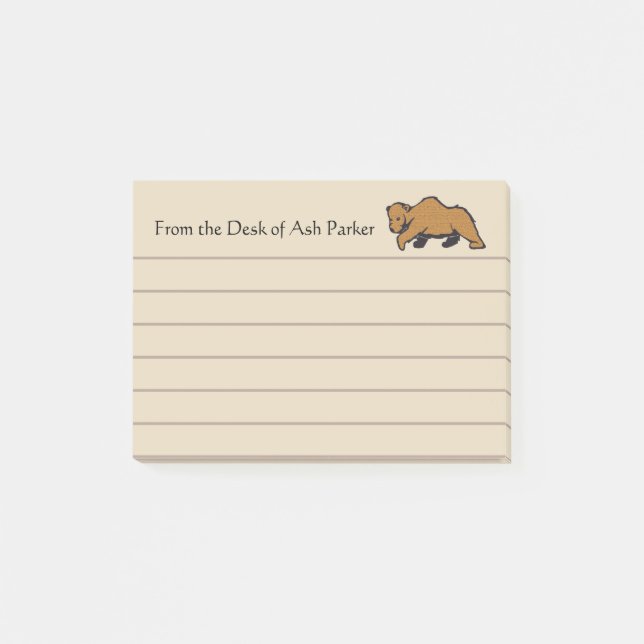 Rustic Woodland Grizzly Bear Post-it Notes (Front)