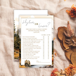 Rustic Woodland Higher or Lower Baby Shower Game