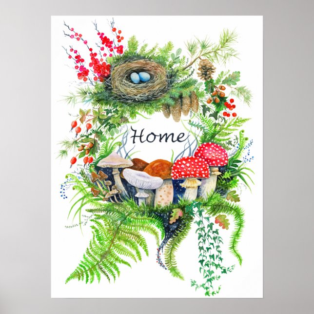 Rustic Woodland Home Wreath Poster (Front)