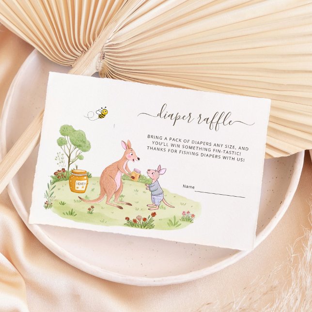 Rustic Woodland Kangaroo Baby Shower Diaper Raffle Enclosure Card (Creator Uploaded)