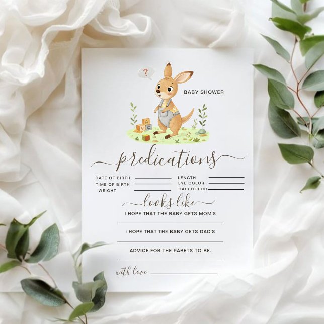 Rustic Woodland Kangaroo Baby Shower Predictions  (Creator Uploaded)
