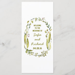 rustic woodland laurel watercolor wedding programs programme