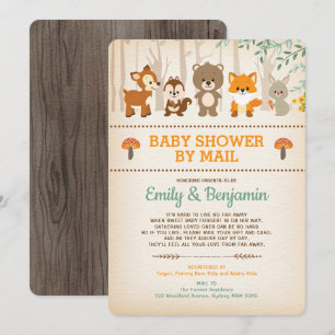Rustic Woodland Long Distance Baby Shower By Mail Invitation