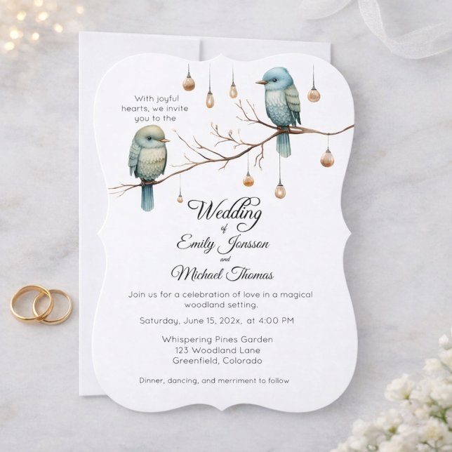 Rustic Woodland Love Birds Celebration Invitation (Creator Uploaded)