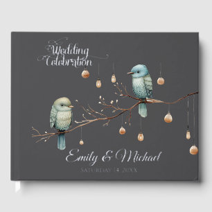 Rustic Woodland Love Birds Romantic Wedding Guest Book