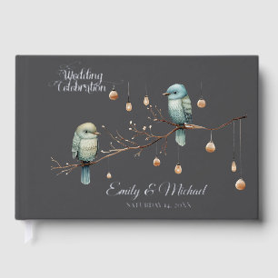 Rustic Woodland Love Birds Romantic Wedding Guest Book