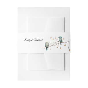 Rustic Woodland Love Birds Romantic Wedding Invitation Belly Band