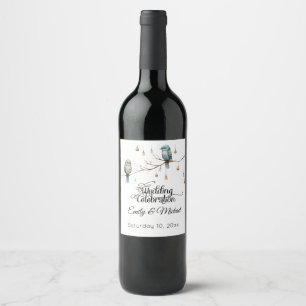 Rustic Woodland Love Birds  Romantic Wedding  Wine Label