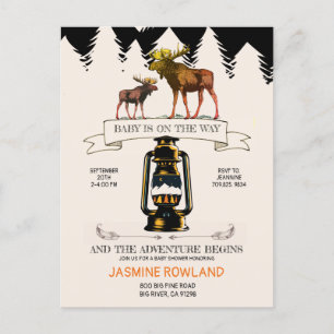 Rustic Woodland Moose Baby Shower Invitation Postcard