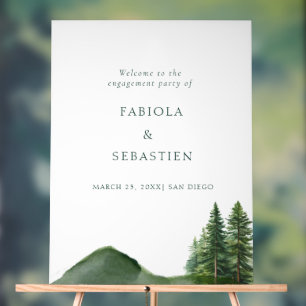 Rustic Woodland Mountain Forest Engagemen Welcome  Acrylic Sign