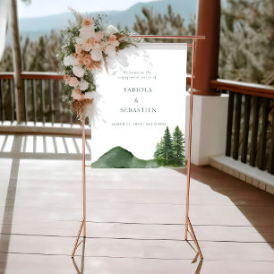 Rustic Woodland Mountain Forest Engagemen Welcome  Poster