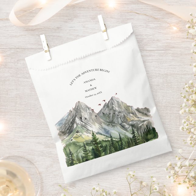 Rustic Woodland Mountain Forest Pine Wedding Favour Bags (Clipped)