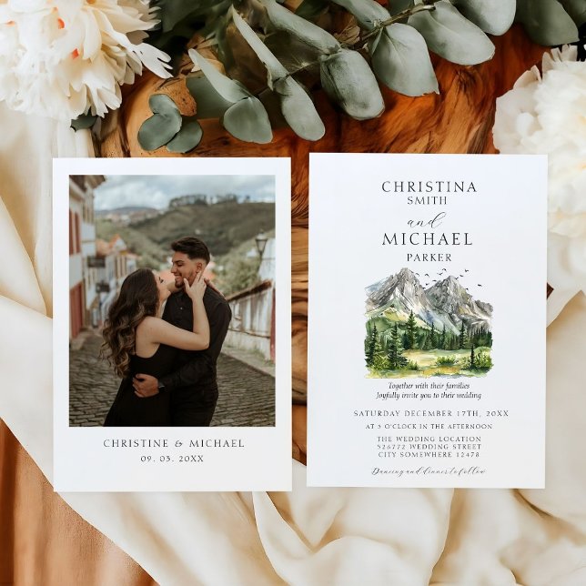 Rustic Woodland Mountain Forest Pine Wedding Invit Invitation (Creator Uploaded)