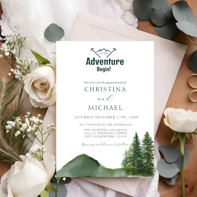 Rustic Woodland Mountain Forest Pine Wedding Invitation (Creator Uploaded)