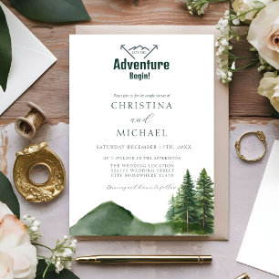 Rustic Woodland Mountain Forest Pine Wedding Invitation