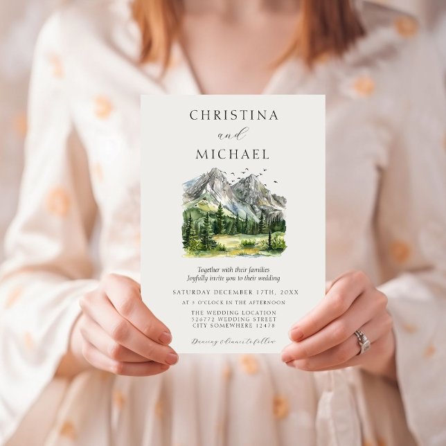 Rustic Woodland Mountain Forest Pine Wedding Invitation (Creator Uploaded)