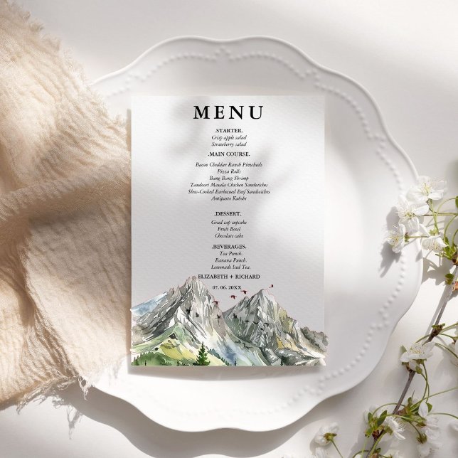 Rustic Woodland Mountain Forest Pine Wedding  Menu (Creator Uploaded)