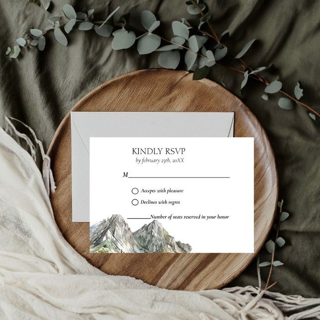 Rustic Woodland Mountain Forest Pine Wedding RSVP Card (Creator Uploaded)