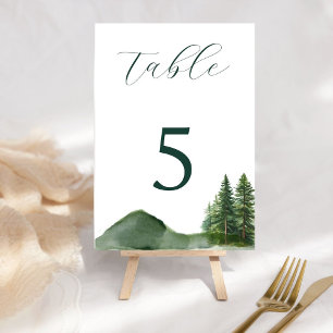 Rustic Woodland Mountain Forest Pine Wedding Table Number