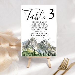 Rustic Woodland Mountain Forest Pine Wedding Table Number
