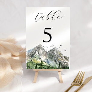 Rustic Woodland Mountain Forest Pine Wedding Table Number