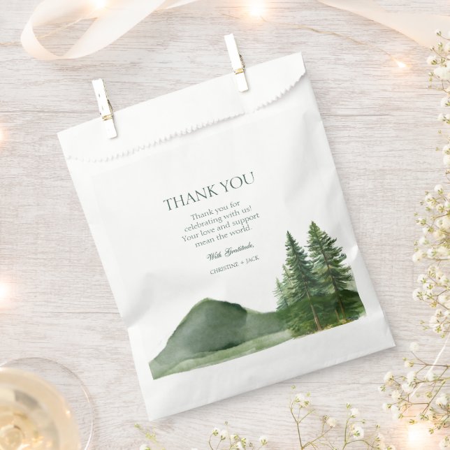 Rustic Woodland Mountain Forest Pine Wedding Thank Favour Bags (Clipped)