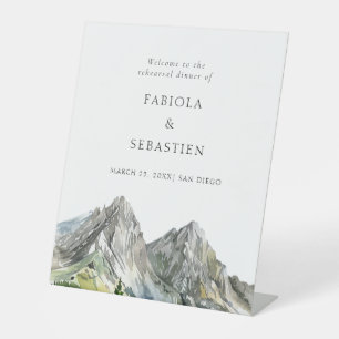 Rustic Woodland Mountain Forest Rehearsal Welcome  Pedestal Sign