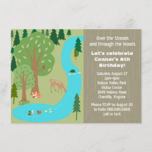 Rustic Woodland Nature Birthday Party Invitation
