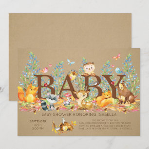 Rustic Woodland Neutral Baby Shower Invitation