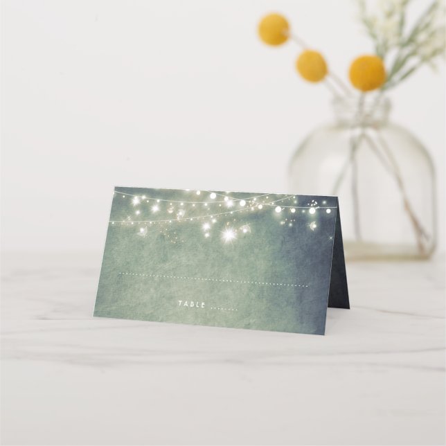 Rustic Woodland Night Lights Wedding Place Card (Front)
