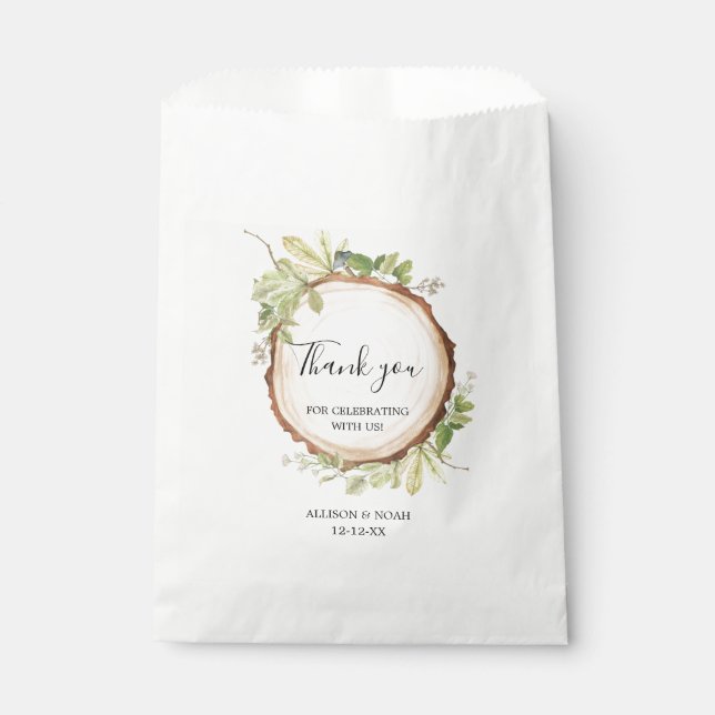 Rustic woodland outdoor forest theme favour bags (Front)