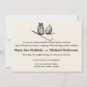Rustic Woodland Owls Wedding Invitation