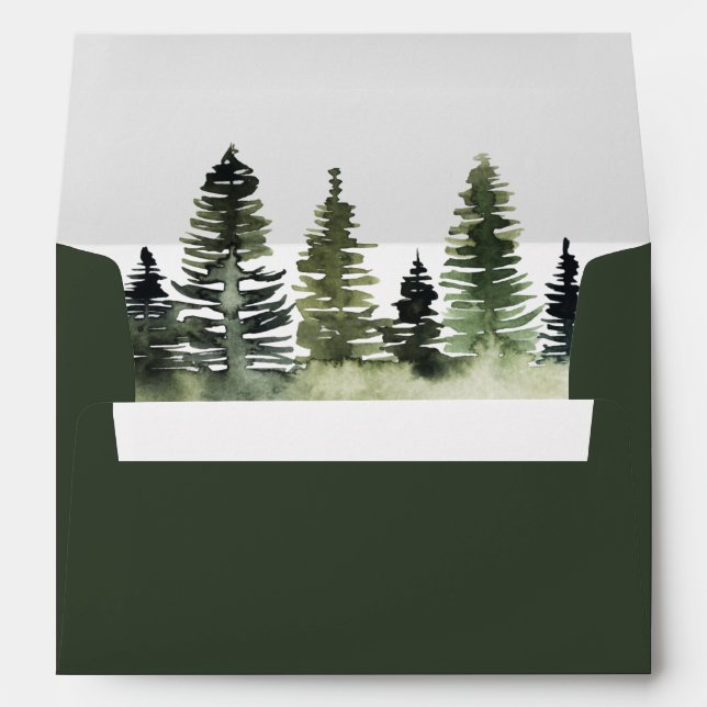 Rustic Woodland Pine Tree Wedding Envelope (Back (Bottom))